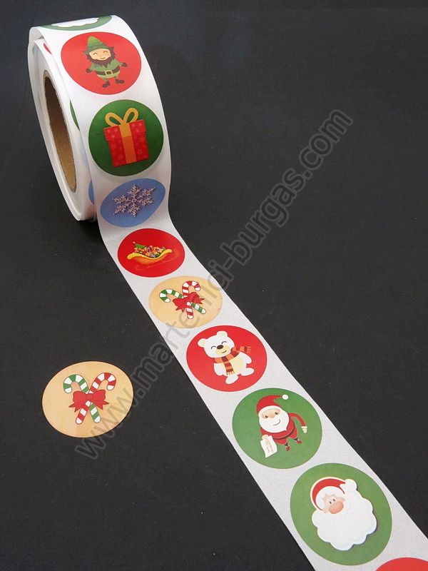 Стикер Коледа 25мм самозалепващи 500броя