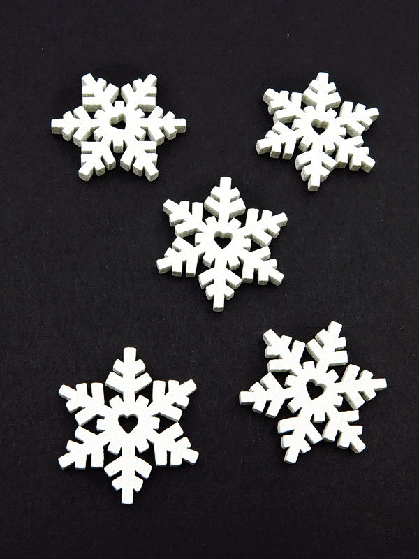 Снежинки Бели Дървени 10броя