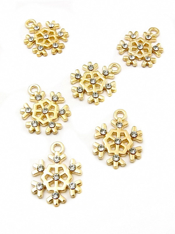 Снежинки с Кристал Злато метални 5броя