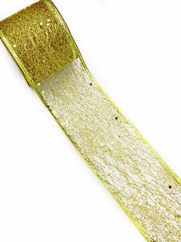 Лента Мрежа с Брокат Злато 63мм ~2.70метра