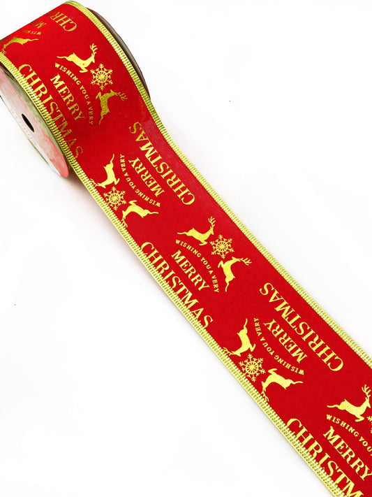 Лента Текстил със щампа КОЛЕДА 63мм ~2.70метра